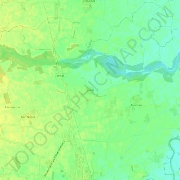 Mapa topográfico Bussi, altitud, relieve
