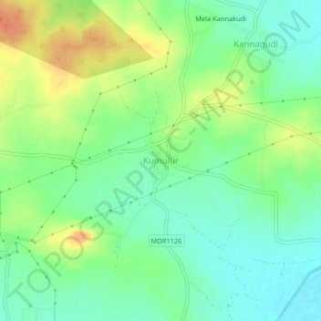 Mapa topográfico Kumulur, altitud, relieve