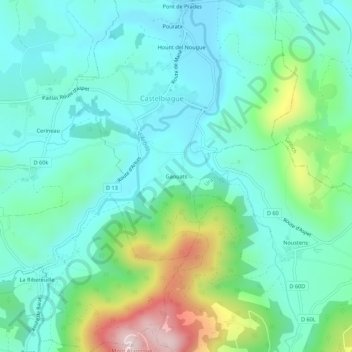 Mapa topográfico Gaouats, altitud, relieve