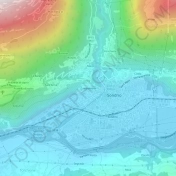 Mapa topográfico Campoledro, altitud, relieve