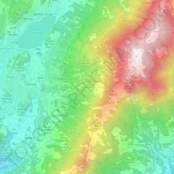 Mapa topográfico Fovo alto, altitud, relieve