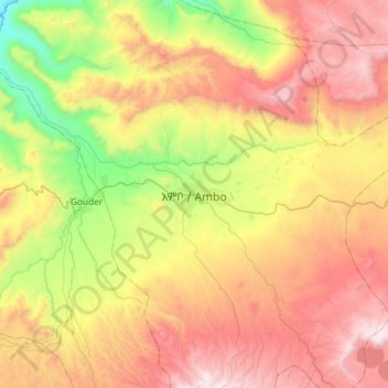 Mapa topográfico አምቦ / Ambo, altitud, relieve