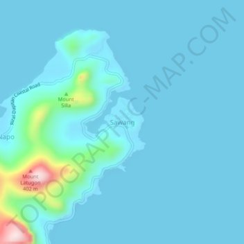 Mapa topográfico Sawang, altitud, relieve