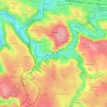 Mapa topográfico Roc de Tripadou, altitud, relieve
