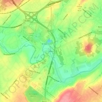 Mapa topográfico Edison, altitud, relieve