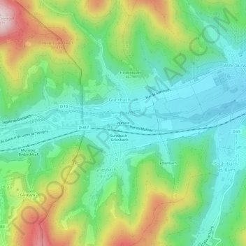 Mapa topográfico Muhlele, altitud, relieve