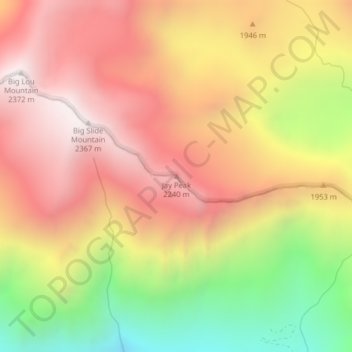 Mapa topográfico Jay Peak, altitud, relieve