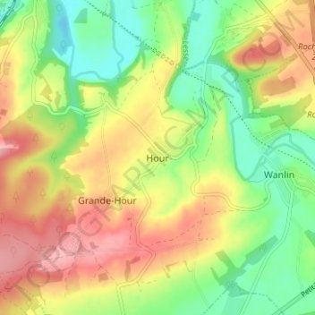 Mapa topográfico Hour, altitud, relieve