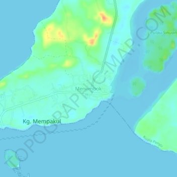 Mapa topográfico Menumbok, altitud, relieve