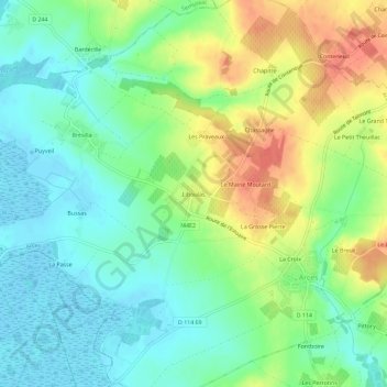 Mapa topográfico Liboulas, altitud, relieve