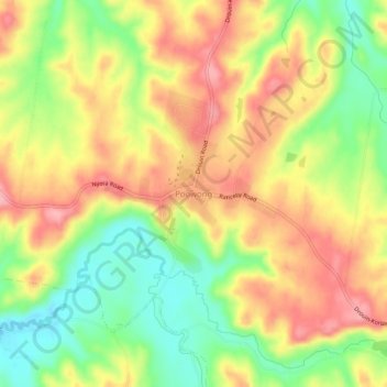 Mapa topográfico Poowong, altitud, relieve