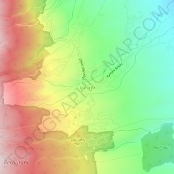 Mapa topográfico Jatiarjo, altitud, relieve