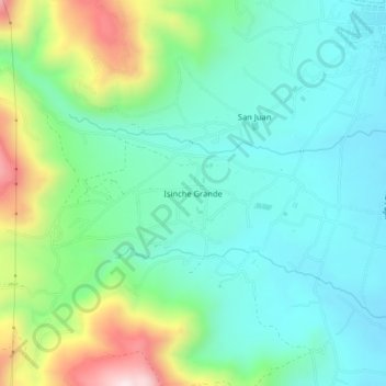 Mapa topográfico Isinche Grande, altitud, relieve