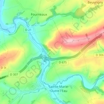 Mapa topográfico Beau Costil, altitud, relieve