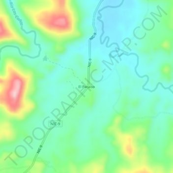 Mapa topográfico El Paraiso, altitud, relieve