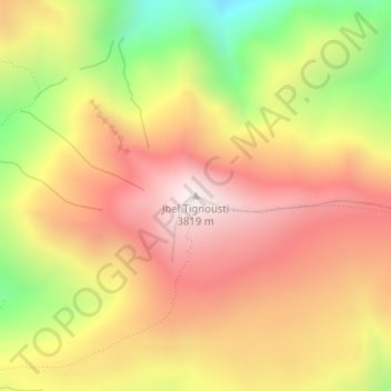 Mapa topográfico Jbel Tignousti, altitud, relieve