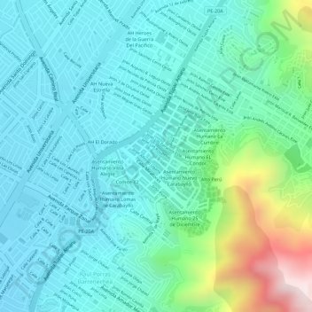 Mapa topográfico 5D, altitud, relieve
