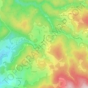 Mapa topográfico Lorien, altitud, relieve