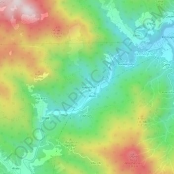 Mapa topográfico Brignole, altitud, relieve