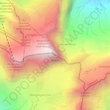 Mapa topográfico Titlis, altitud, relieve