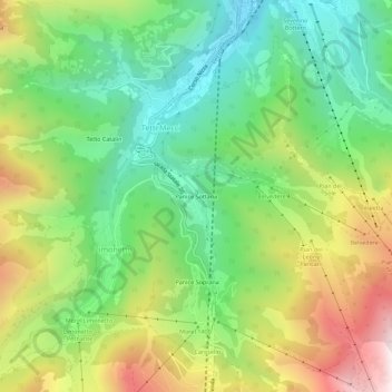 Mapa topográfico Panice Sottana, altitud, relieve