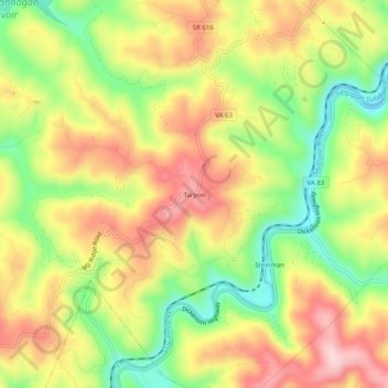 Mapa topográfico Tarpon, altitud, relieve