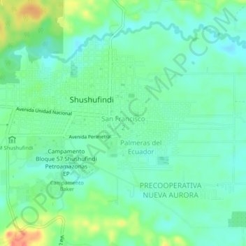 Mapa topográfico San Francisco 2, altitud, relieve