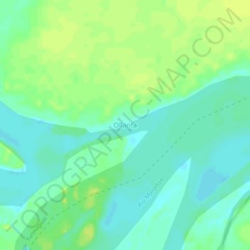 Mapa topográfico Ollanta, altitud, relieve
