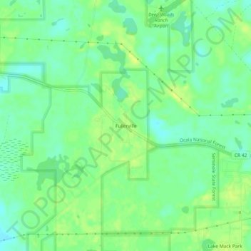 Mapa topográfico Fullerville, altitud, relieve