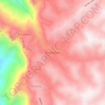Mapa topográfico MamboLeo, altitud, relieve