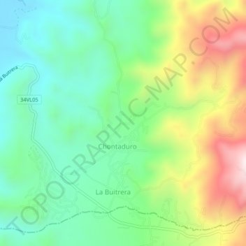 Mapa topográfico Chontaduro, altitud, relieve