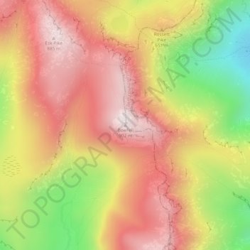 Mapa topográfico Bowfell, altitud, relieve