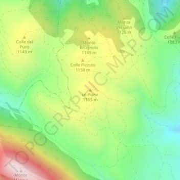 Mapa topográfico Le Piane, altitud, relieve