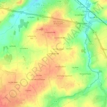 Mapa topográfico La Ville Ropitel, altitud, relieve