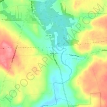 Mapa topográfico Millburn, altitud, relieve