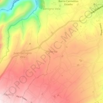 Mapa topográfico Miñarica, altitud, relieve