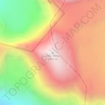 Mapa topográfico Deo Tibba, altitud, relieve