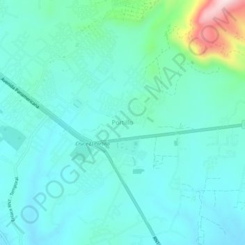 Mapa topográfico Portillo, altitud, relieve