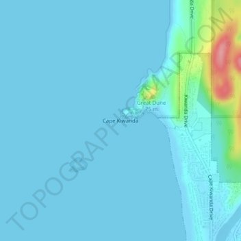 Mapa topográfico Cape Kiwanda, altitud, relieve