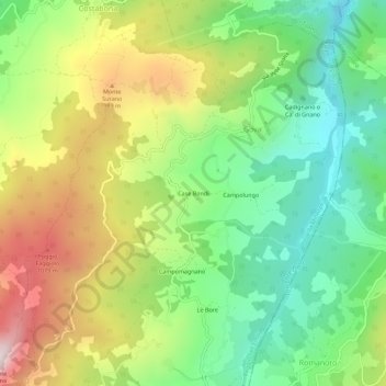 Mapa topográfico Case Bondi, altitud, relieve