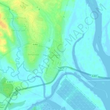 Mapa topográfico Corrales, altitud, relieve
