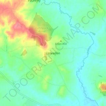 Mapa topográfico Upleadon, altitud, relieve