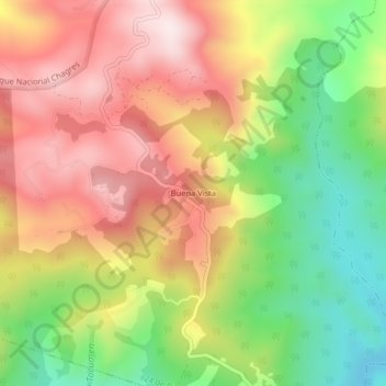 Mapa topográfico Buena Vista, altitud, relieve