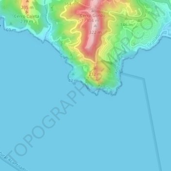 Mapa topográfico Cueva de las Palomas, altitud, relieve