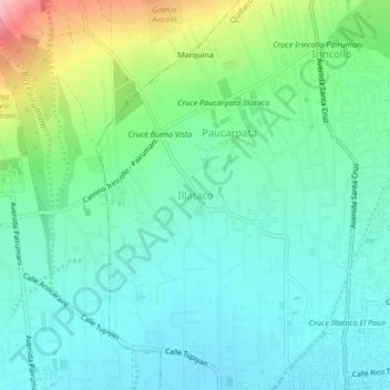 Mapa topográfico Illataco, altitud, relieve