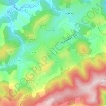 Mapa topográfico Couffouleux, altitud, relieve