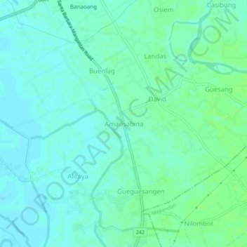 Mapa topográfico Amansabina, altitud, relieve