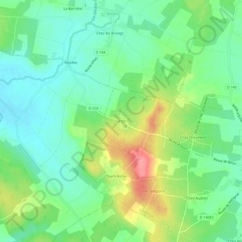Mapa topográfico Orsin, altitud, relieve
