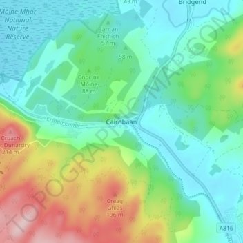 Mapa topográfico Cairnbaan, altitud, relieve