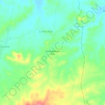 Mapa topográfico Loma Alta del Sur, altitud, relieve